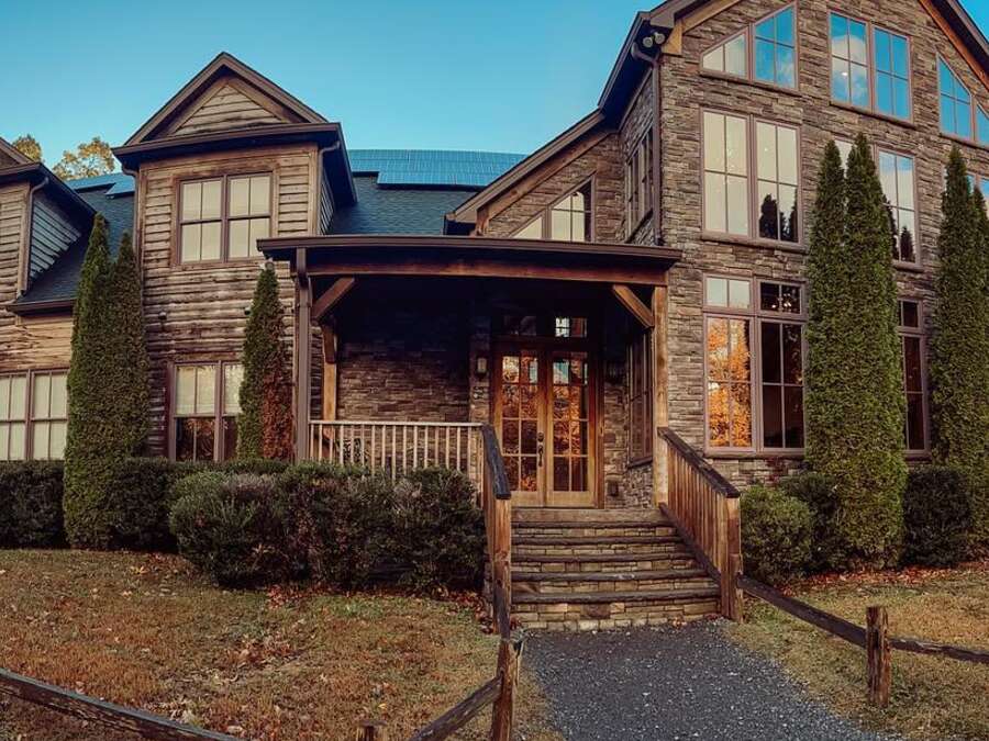 The timber-and-stone lodge where we'll be staying.